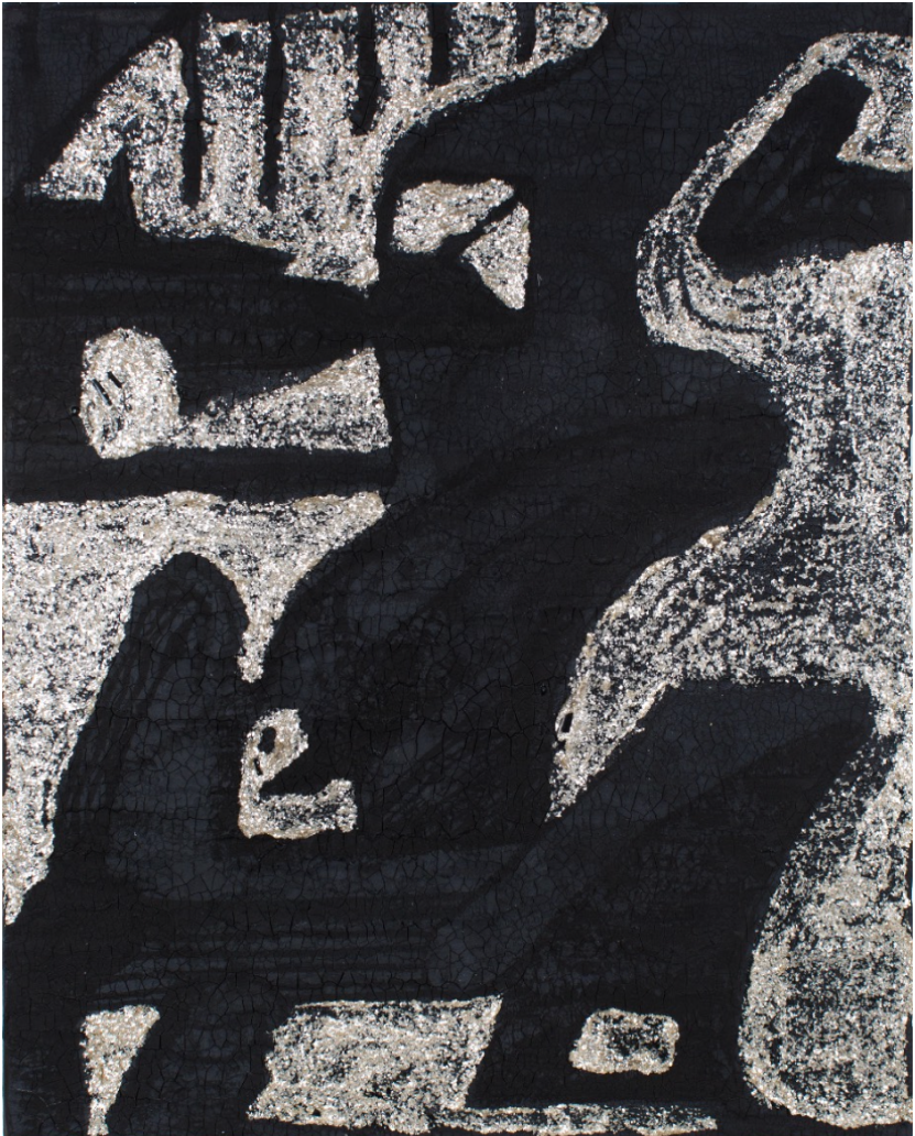 Black and silver textile artwork by Josh Elrod